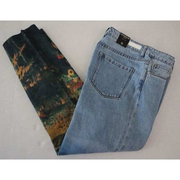 BLANKNYC Women's Sz 28 Blue Denim Floral Design Bottoms Hi-Rise Crop Jeans - Picture 9 of 10